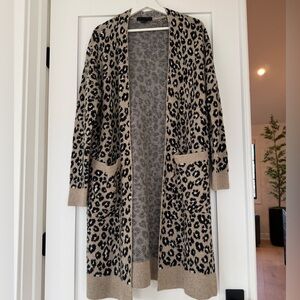 Sanctuary Animal Print Cardigan in Black and Tan